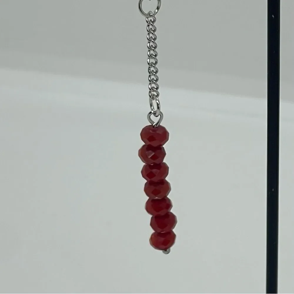 Hand Crafted Red Crystal With Chain Earrings Set NWT